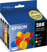 Epson pack 288 frontal mostrando caja y cartuchos, beneficio comodidad
