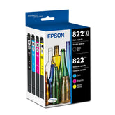 Epson pack frontal T822XL-BCS mostrando cartuchos y beneficios de rendimiento