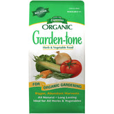 Espoma Garden-Tone bolsa frontal mostrando 4 lb y beneficios orgánicos