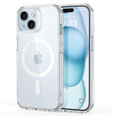 ESR funda frontal para iPhone 15 mostrando protección y diseño claro