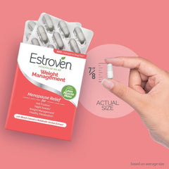 Detalle de la textura de la cápsula Estroven que sugiere ingredientes naturales