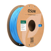 Carrete eSUN PLA Basic azul claro visto de frente, muestra control dimensional y fácil alimentación