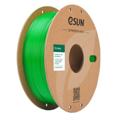 eSUN filamento PLA Basic vista frontal con color verde y beneficio de consistencia