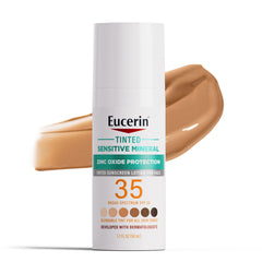 Eucerin botella frontal del protector facial SPF 35 mostrando el envase