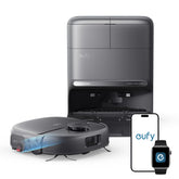 eufy vista frontal del robot mostrando diseño compacto y limpieza eficiente