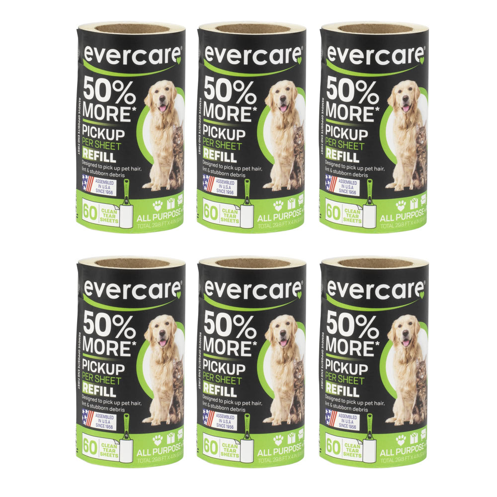 Evercare empaque frontal de seis recambios mostrando cantidad y color verde, fácil identificación