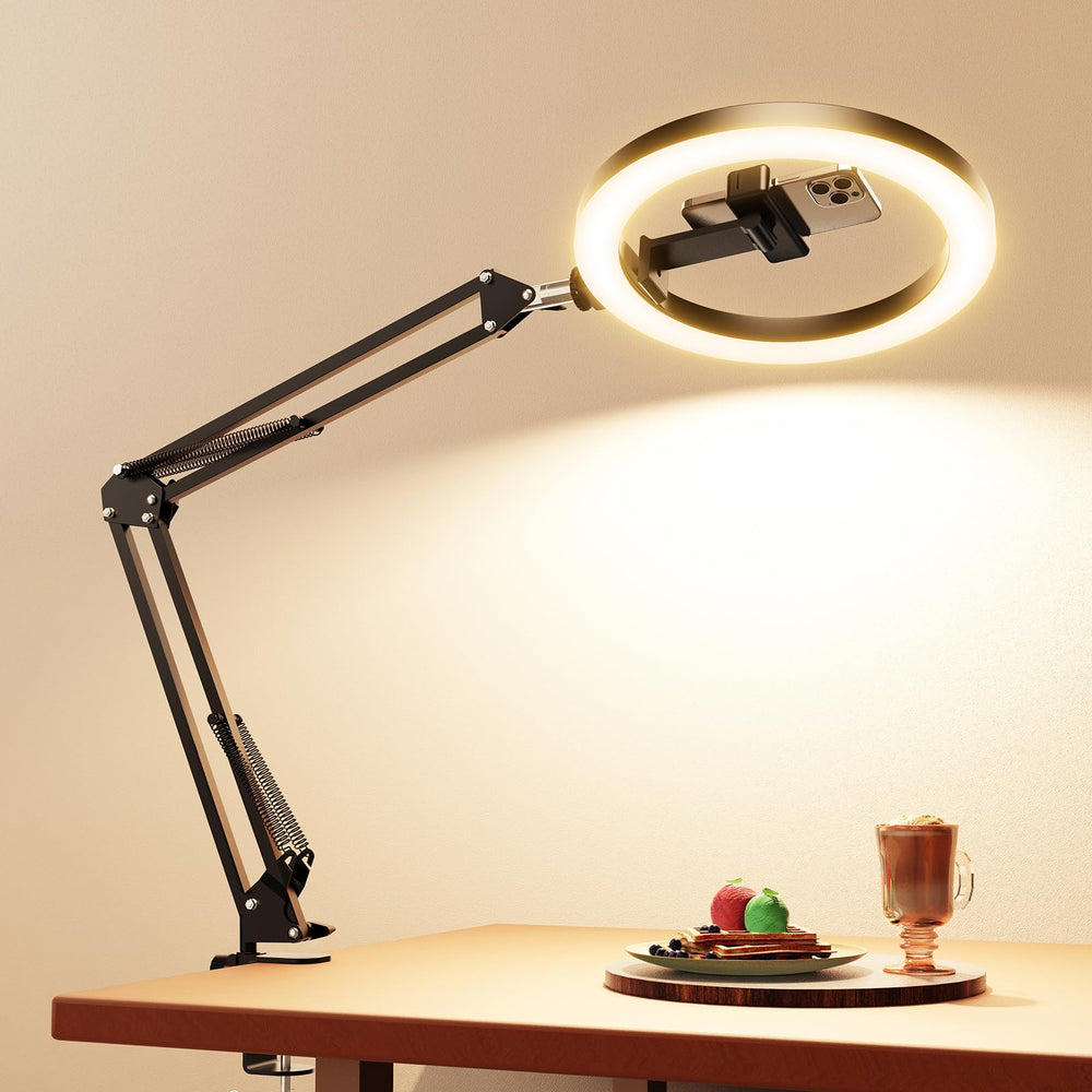 Evershop vista frontal del aro de luz y soporte, iluminación uniforme para vídeos