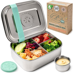 Everusely bento box front view showing durable green finish and portable design