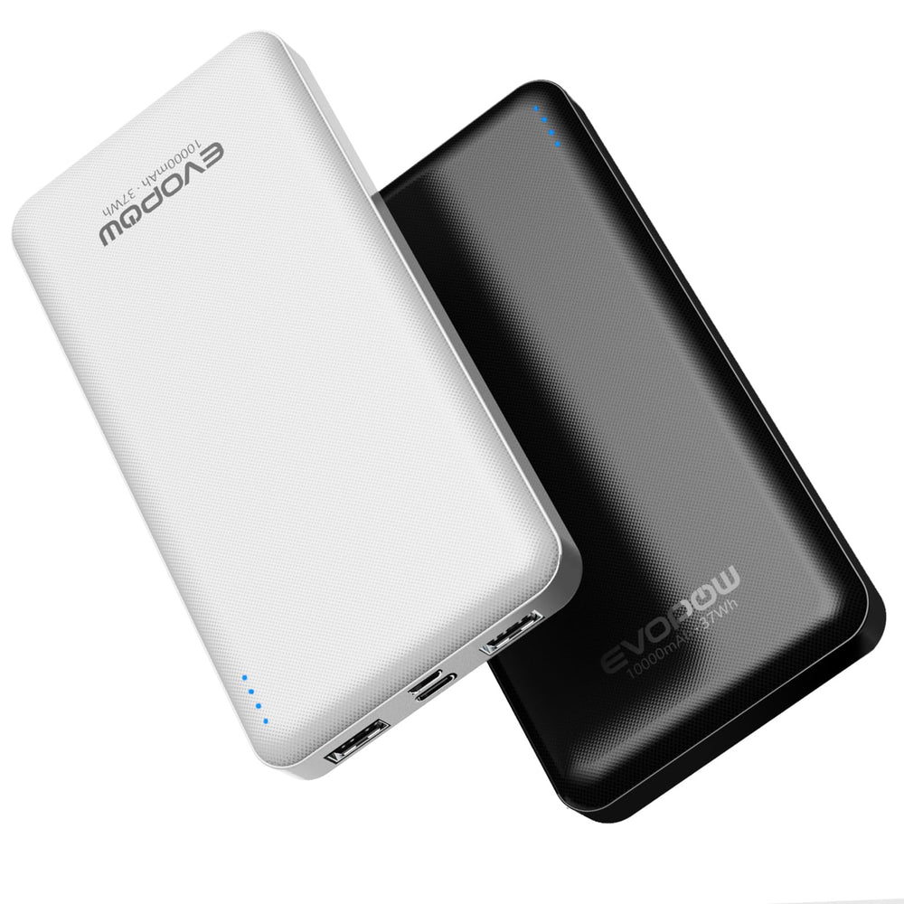 Evopow frontal pack de dos baterías compactas mostrando diseño y tamaño práctico