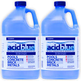 EZ POOLS envase frontal Acid Blue 2 galones mostrando etiqueta clara y seguro