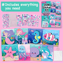 Niños usando kit EZCRA Mermaid Gem en mesa, fomentando creatividad y concentración