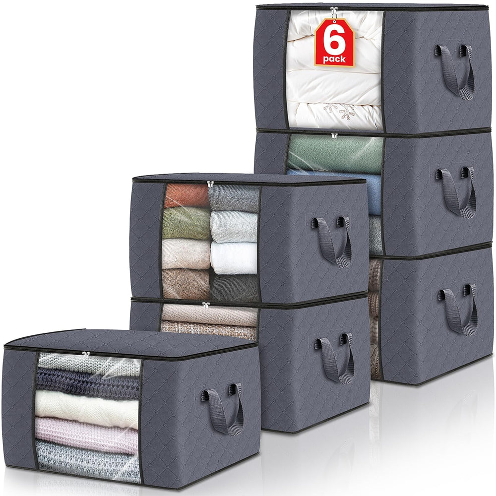 Fab totes vista frontal del paquete de 6 bolsas, solución orden y protección