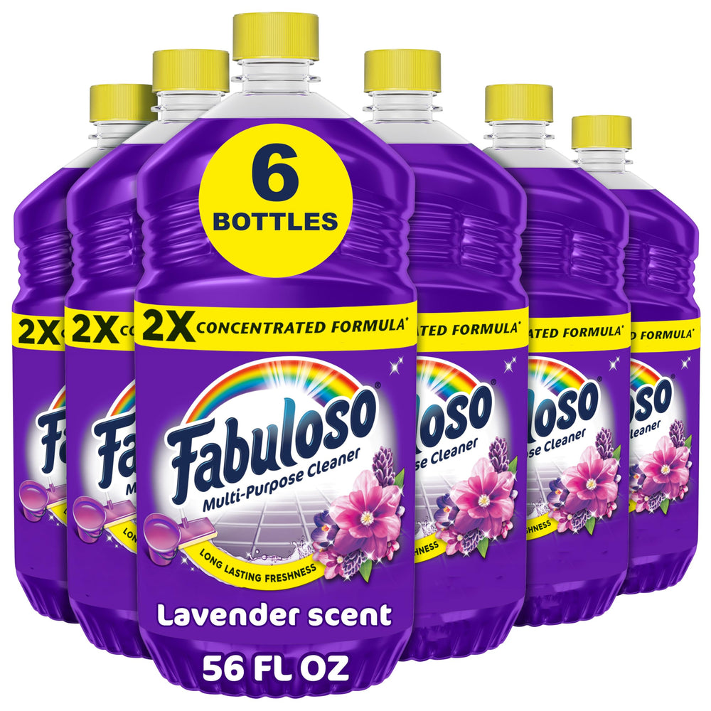 Fabuloso botella frontal mostrando tamaño y aroma lavanda para limpieza eficaz