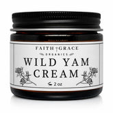 Faith and Grace Organics envase frontal de Wild Yam crema, presentación orgánica y segura