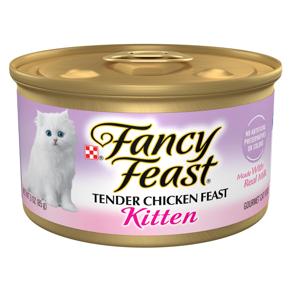 Fancy Feast front packaging showing 24-pack and clear product branding for convenience