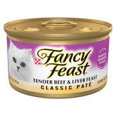 Fancy Feast lata frontal mostrando la marca y beneficio de sabor gourmet
