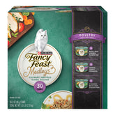 Fancy Feast medleys paquete frontal muestra variedad y conveniencia