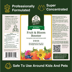 Farmer's Secret etiqueta en primer plano con instrucciones y beneficios claros
