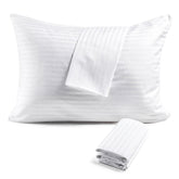 FAUNNA vista frontal del protector de almohada king mostrando acabado blanco y elegante