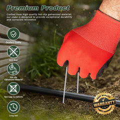 FEED GARDEN staples securing landscape fabric for stable weed control
