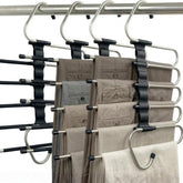 FeeraHozer vista frontal del perchero mostrando 5 niveles y capacidad para pantalones