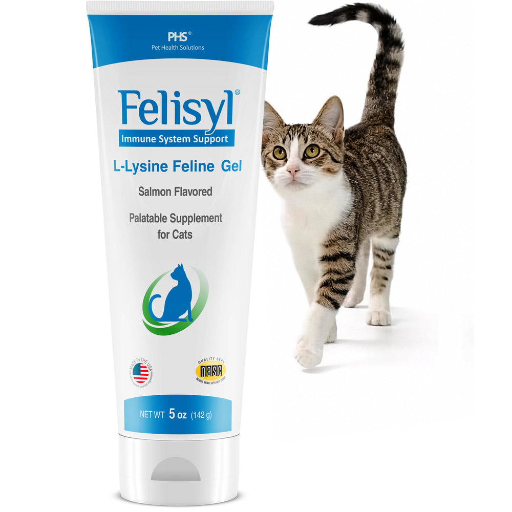 Felisyl envase frontal mostrando gel de lisina y beneficio inmunitario
