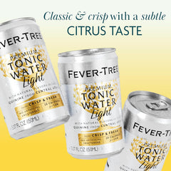 Fever-Tree lata abierta junto a copa mostrando servicio inmediato