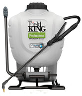 Field King vista frontal del pulverizador mochila con tanque de 4 galones y asa integrada beneficiando transporte