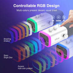 FIFINE AmpliGame AM8W mostrando puertos USB y XLR, facilita conexión versátil