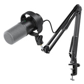 FIFINE vista frontal del kit mostrando micrófono y brazo, calidad profesional