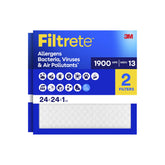 Filtrete empaque frontal 24x24x1 mostrando dimensiones y pack
