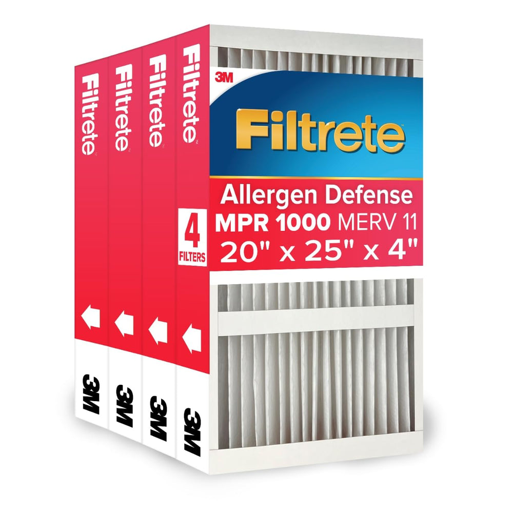 Filtrete paquete frontal de 4 filtros mostrando ahorro y conveniencia