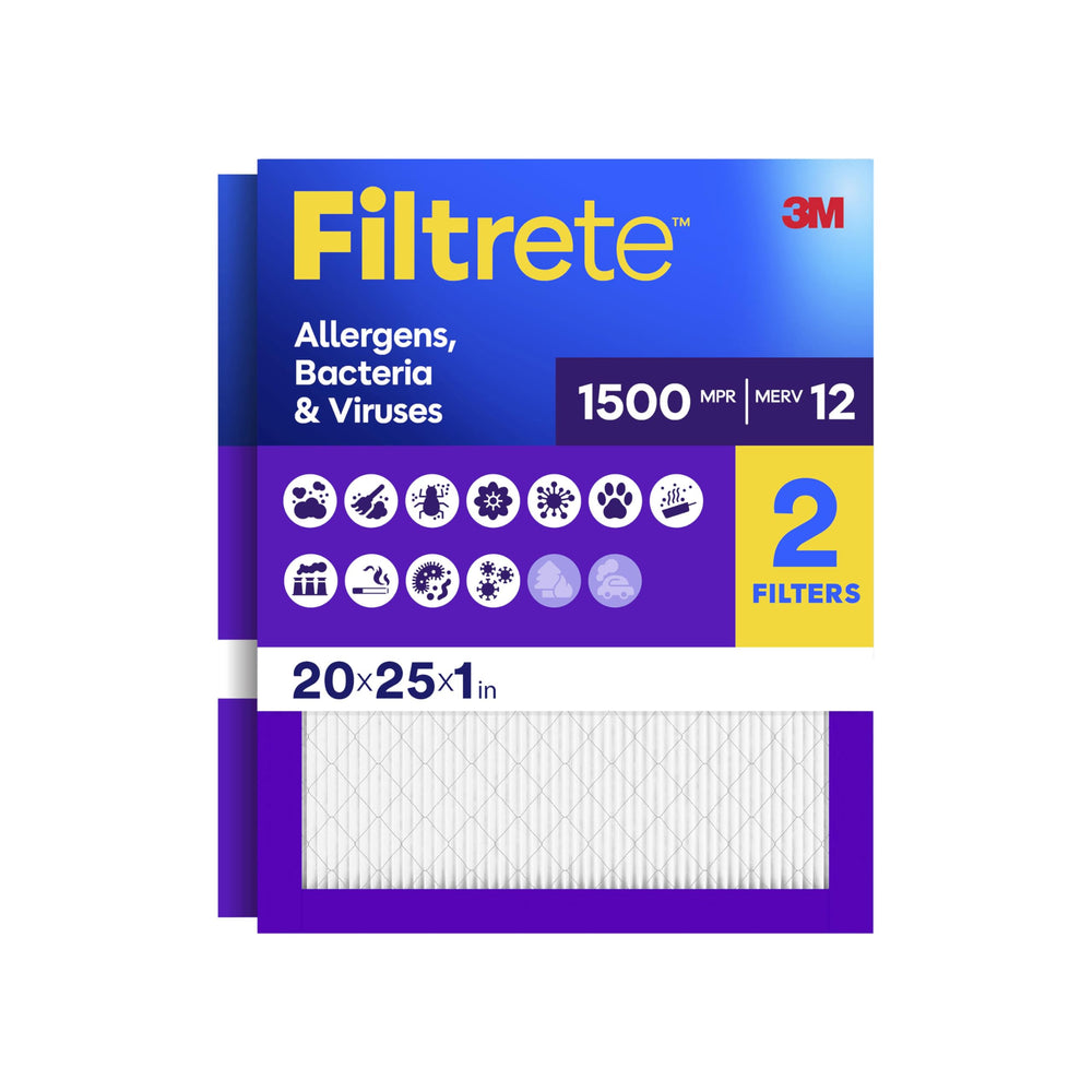 Filtrete empaque frontal mostrando medidas y beneficio de aire más limpio