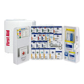 First Aid Only armario frontal blanco mostrando accesibilidad y protección