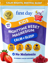 FIRST DAY frasco frontal mostrando 60 gomitas y diseño claro
