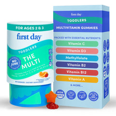 FIRST DAY frente del envase mostrando diseño y cantidad 60ct, confianza parental