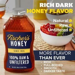 Fischer’s cuchara cubierta de miel junto a frutas y yogurt, muestra versatilidad