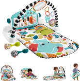 Fisher-Price alfombra frontal mostrando piano y arco, estimula juego motor