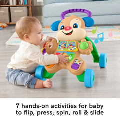 Fisher-Price bebé empujando el andador Puppy mientras aprende a caminar
