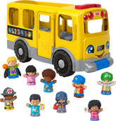Fisher-Price autobús frontal mostrando diseño robusto y capacidad para múltiples figuras