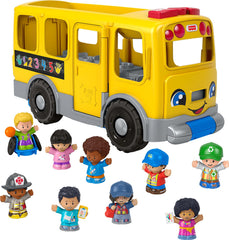 Fisher-Price autobús frontal mostrando diseño robusto y capacidad para múltiples figuras