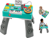 Fisher-Price frente de la mesa DJ mostrando colores y botones para juego interactivo