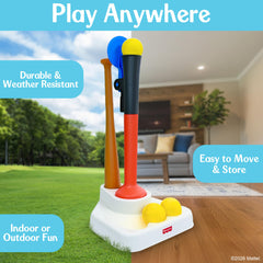 Fisher-Price niño jugando al aire libre fomentando coordinación y ejercicio
