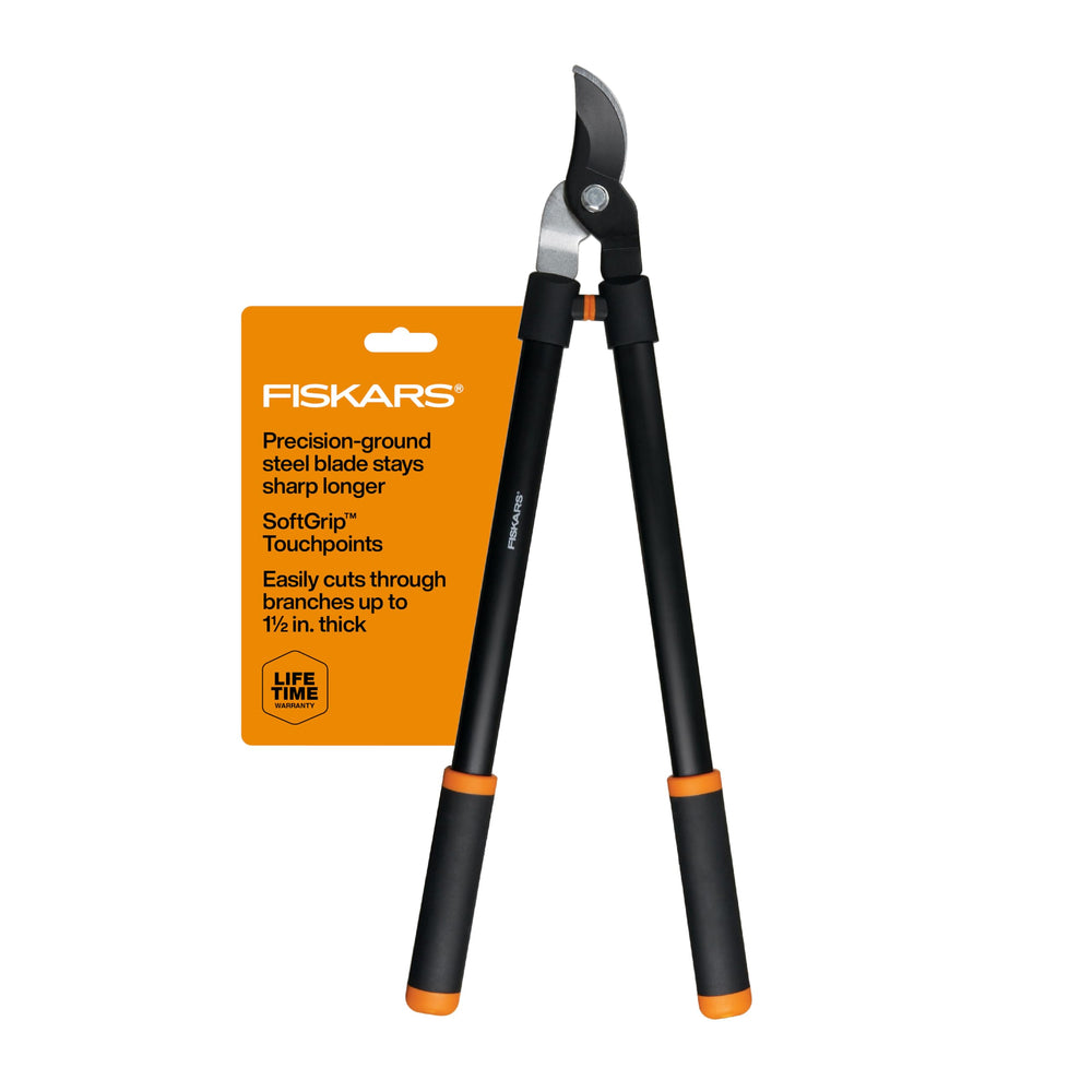 Fiskars lopper vista frontal mostrando longitud y estructura para cortes potentes