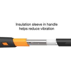 Fiskars empuñadura texturizada IsoCore que reduce vibración y mejora control