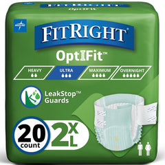 FitRight paquete frontal mostrando 20 pañales y protección máxima