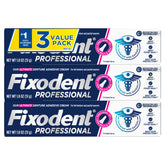 Fixodent tubo frontal mostrando marca y fijación confiable
