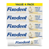 Fixodent tubo frontal mostrando la marca y la fijación segura