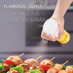 FLAIROSOL nube de niebla fina cubriendo ensalada para control de aceite
