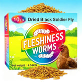 FLESHINESS WORMS front packaging showing 10lb resealable box and bulk value